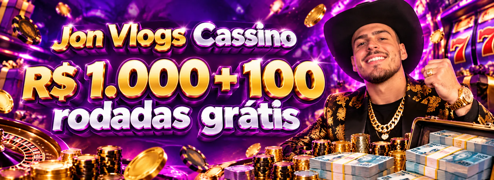 Jon Vlogs Cassino — Bônus de boas-vindas de 100% até R$ 1.000 mais 100 rodadas grátis — 100% até R$ 1.000
